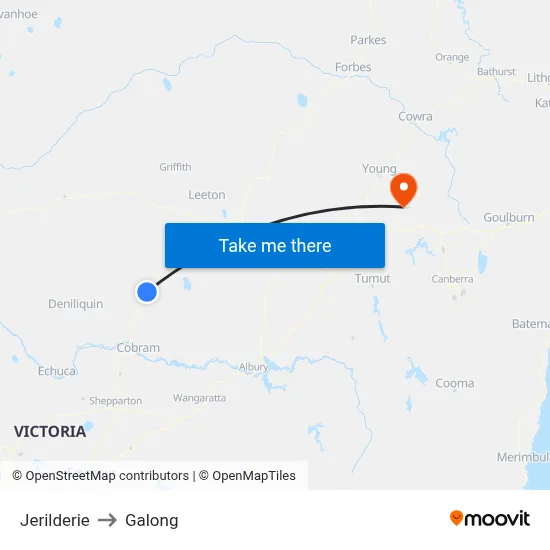 Jerilderie to Galong map