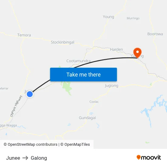 Junee to Galong map