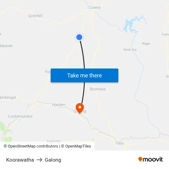 Koorawatha to Galong map