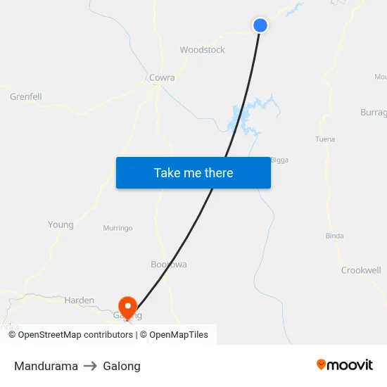 Mandurama to Galong map