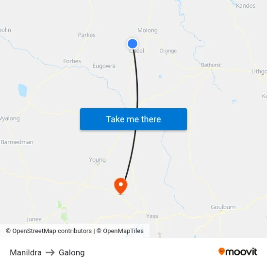 Manildra to Galong map
