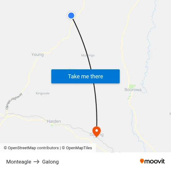 Monteagle to Galong map
