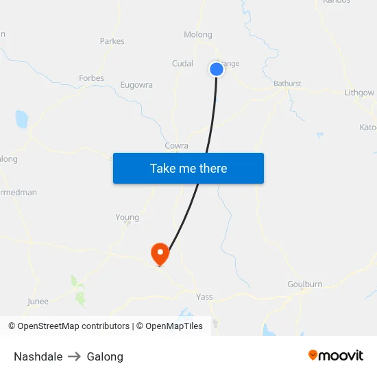 Nashdale to Galong map