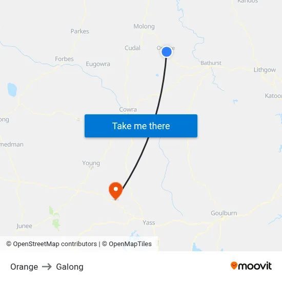 Orange to Galong map