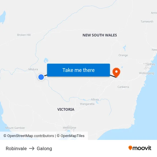 Robinvale to Galong map