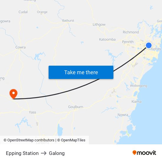 Epping Station to Galong map