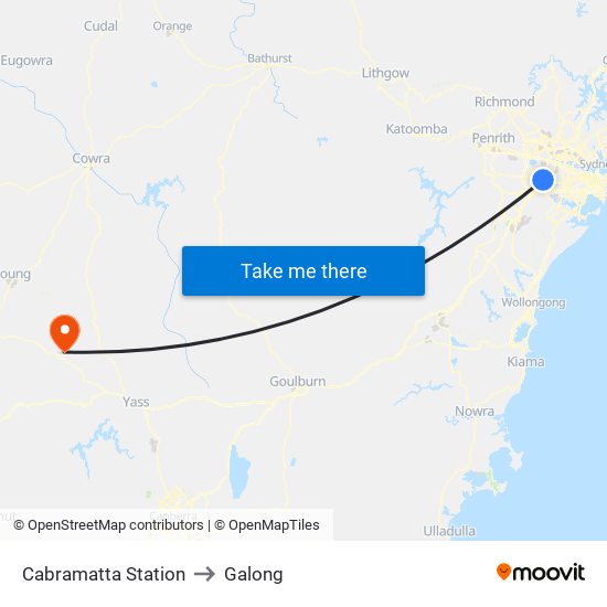 Cabramatta Station to Galong map