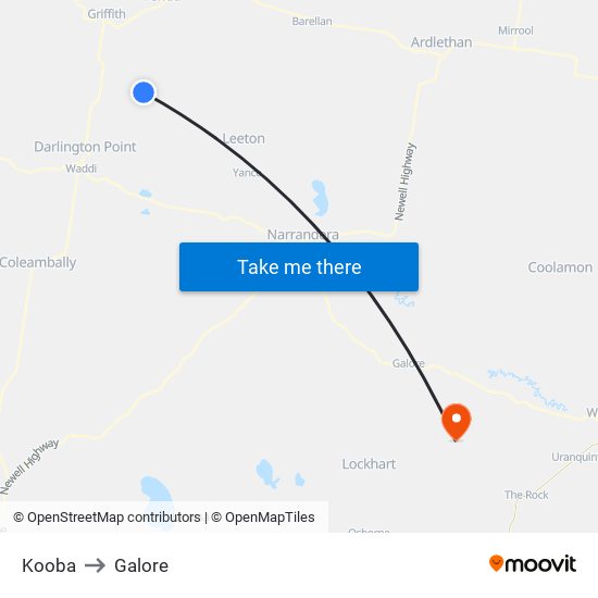 Kooba to Galore map