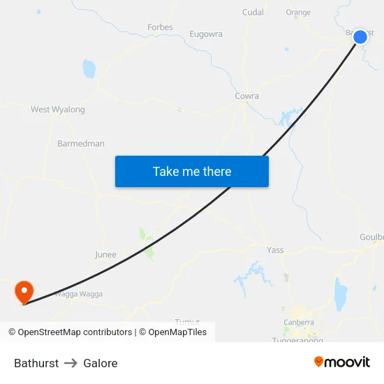 Bathurst to Galore map