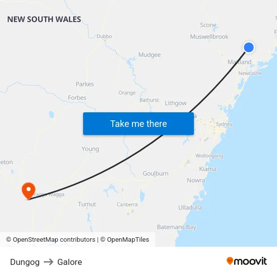 Dungog to Galore map