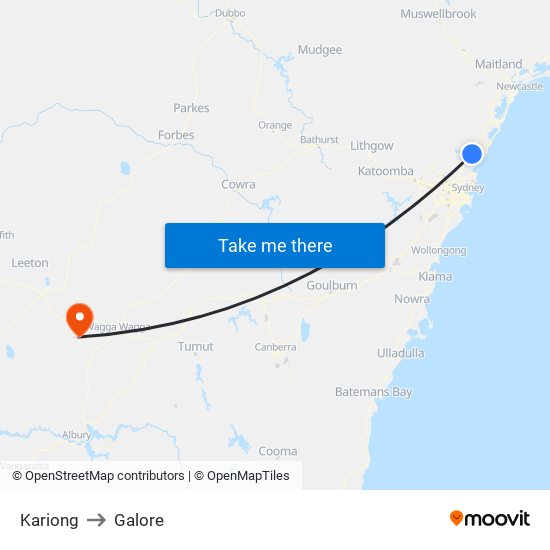 Kariong to Galore map