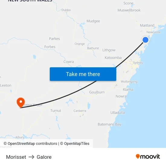 Morisset to Galore map