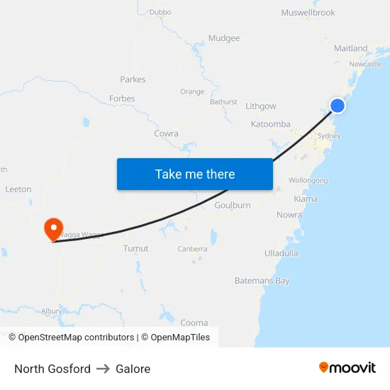 North Gosford to Galore map