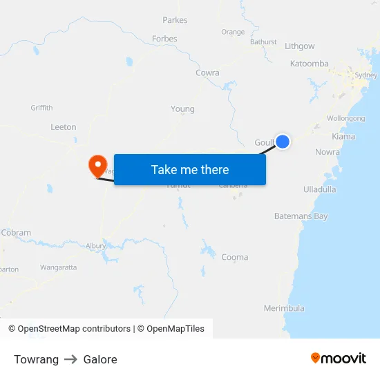 Towrang to Galore map