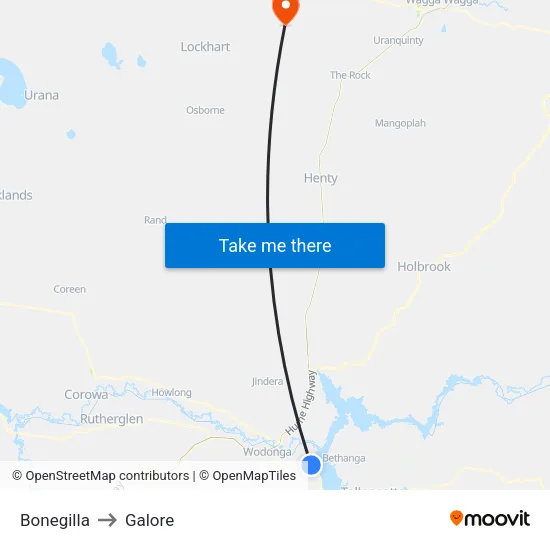 Bonegilla to Galore map