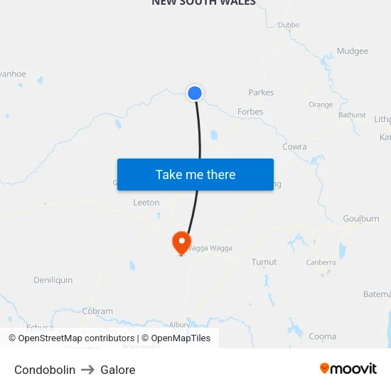 Condobolin to Galore map