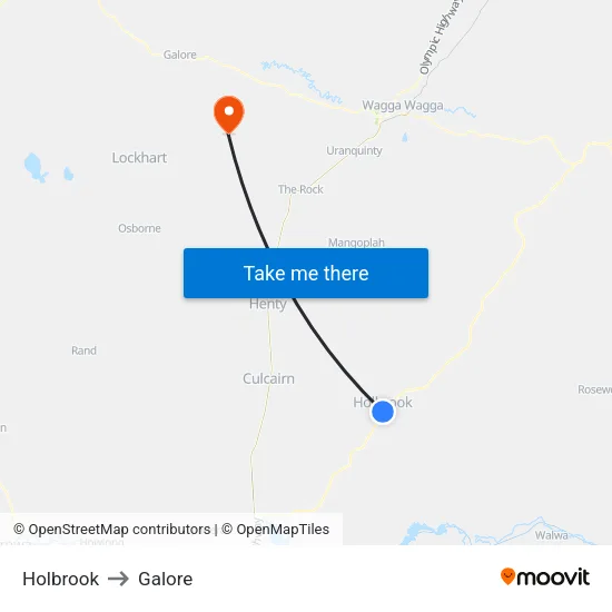 Holbrook to Galore map