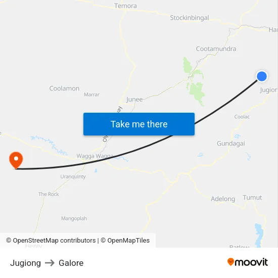 Jugiong to Galore map
