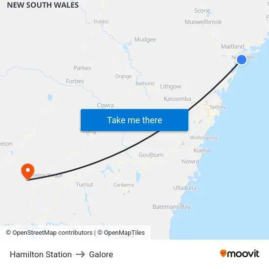 Hamilton Station to Galore map