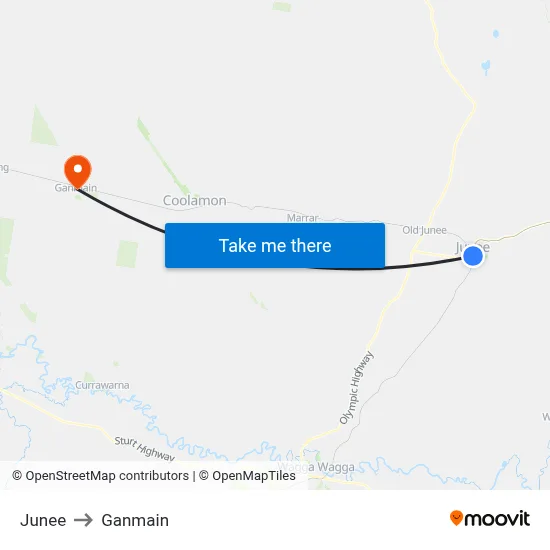 Junee to Ganmain map