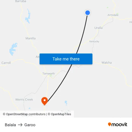 Balala to Garoo map
