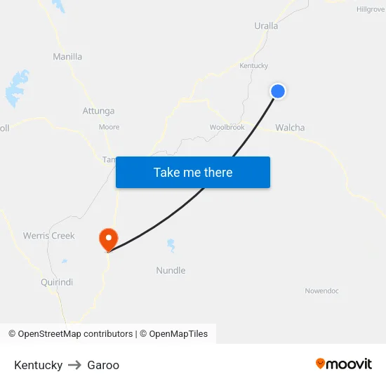 Kentucky to Garoo map