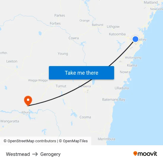 Westmead to Gerogery map