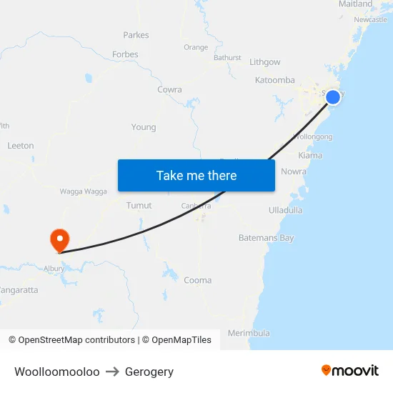 Woolloomooloo to Gerogery map