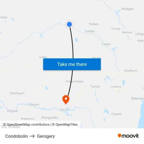 Condobolin to Gerogery map