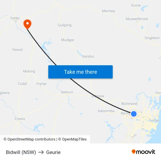 Bidwill (NSW) to Geurie map