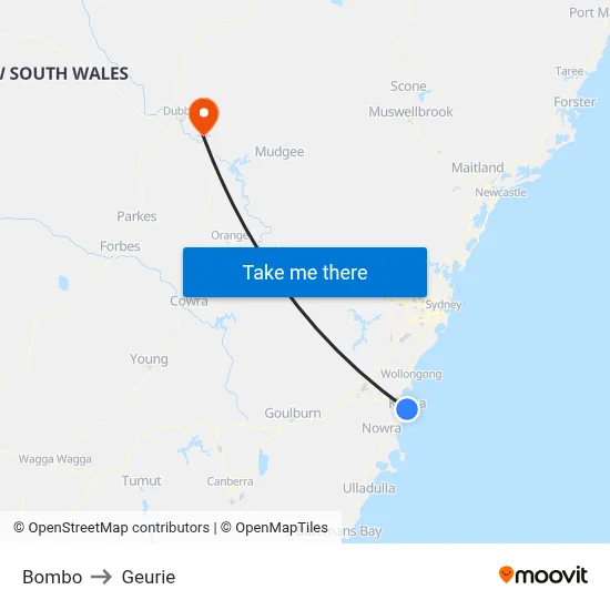 Bombo to Geurie map