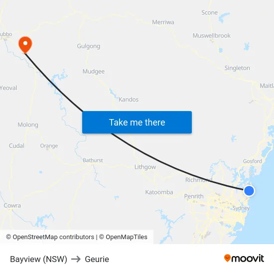Bayview (NSW) to Geurie map