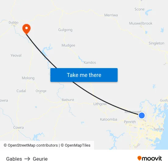 Gables to Geurie map
