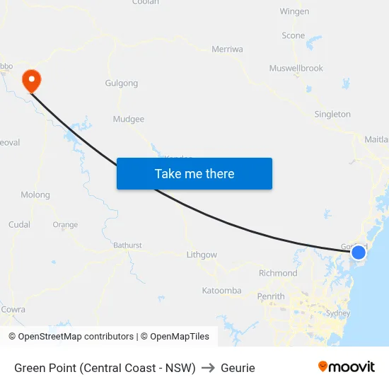 Green Point (Central Coast - NSW) to Geurie map