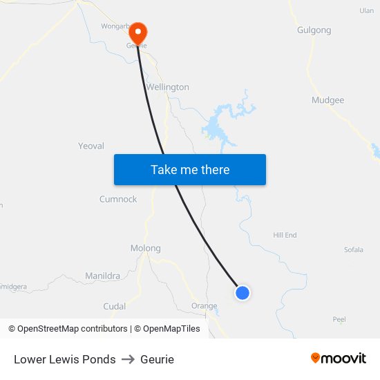 Lower Lewis Ponds to Geurie map