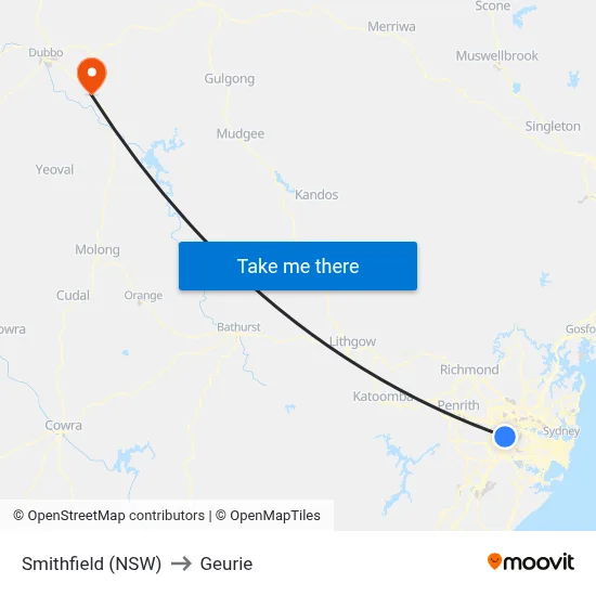 Smithfield (NSW) to Geurie map