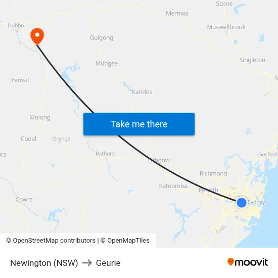 Newington (NSW) to Geurie map
