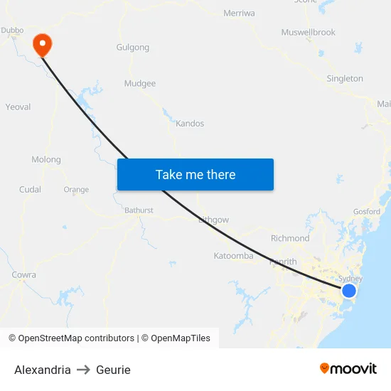 Alexandria to Geurie map