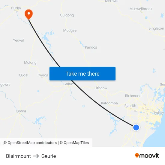 Blairmount to Geurie map