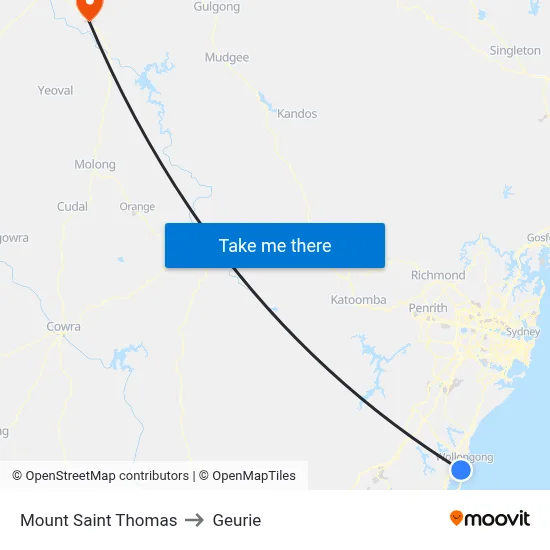 Mount Saint Thomas to Geurie map