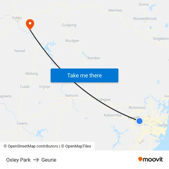 Oxley Park to Geurie map