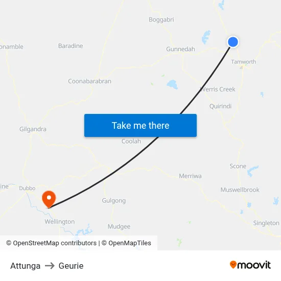 Attunga to Geurie map
