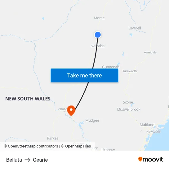 Bellata to Geurie map