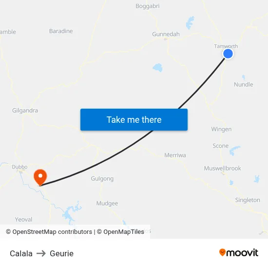 Calala to Geurie map