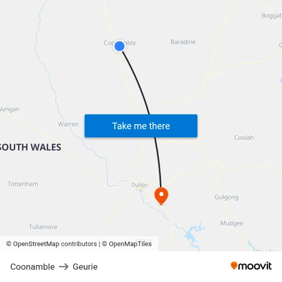 Coonamble to Geurie map