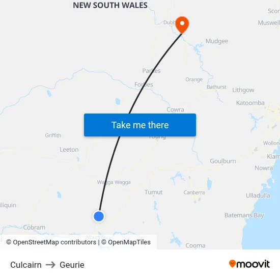 Culcairn to Geurie map
