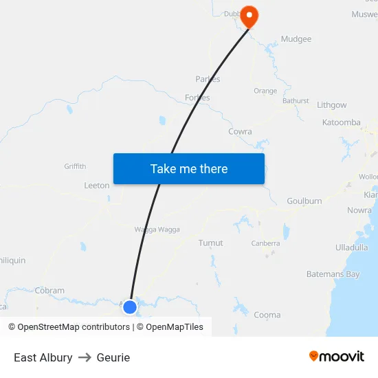East Albury to Geurie map
