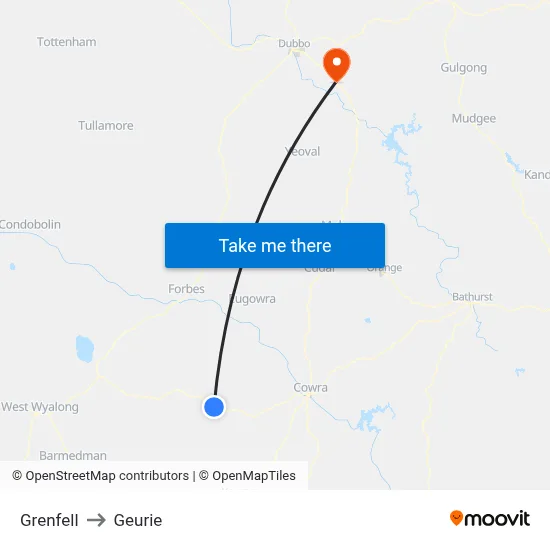 Grenfell to Geurie map
