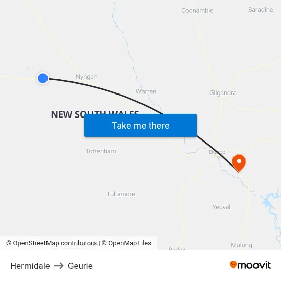 Hermidale to Geurie map