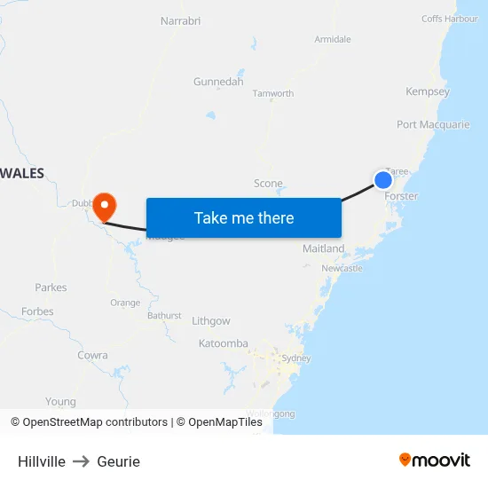 Hillville to Geurie map